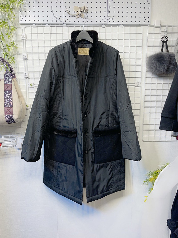 새옷 55 경량 패딩 누빔 코트 천연밍크 배색 충전제 모100% 베이지,블랙--6