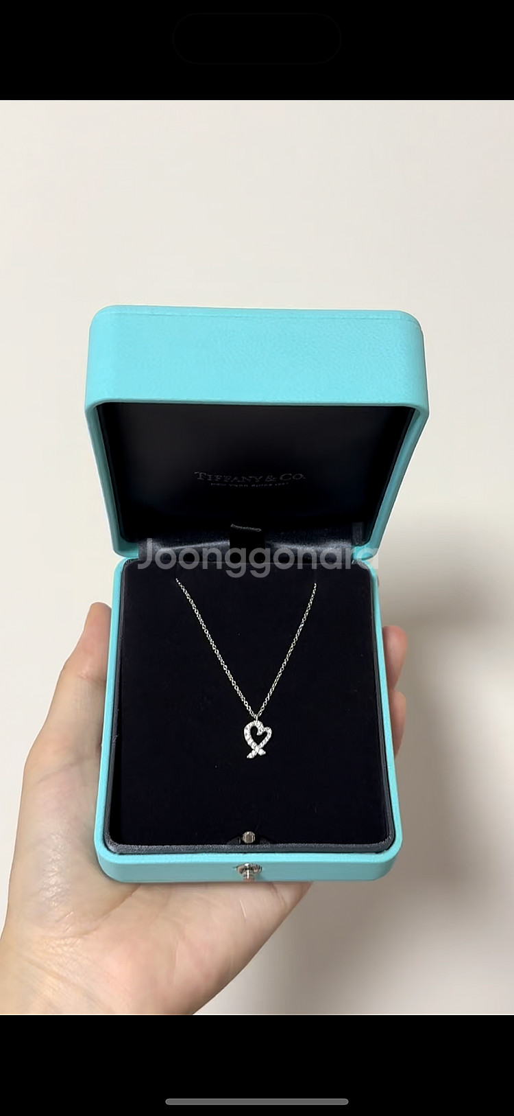 티파니앤코 러빙 하트 펜던트 목걸이 18k 화이트골드--0