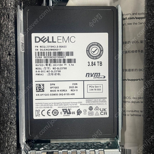 dell u.2 서버용 ssd(삼성pm9a3) 엔터프라이즈 3.84TB 미사용 팝니다