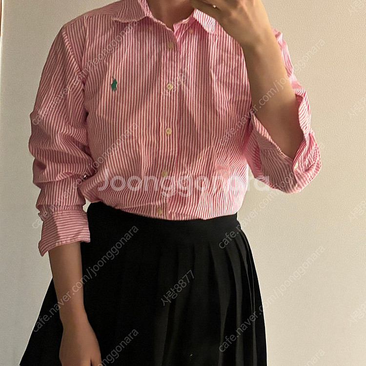 폴로 걸즈 여성 핑크 그린 포니 셔츠 올드머니룩 드뮤어...--0