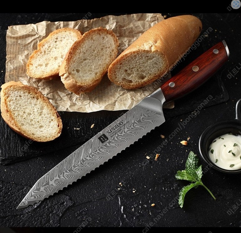 신주오 B27 YI 다마스커스 8.5인치 빵칼 브레드 나이프 이미지
