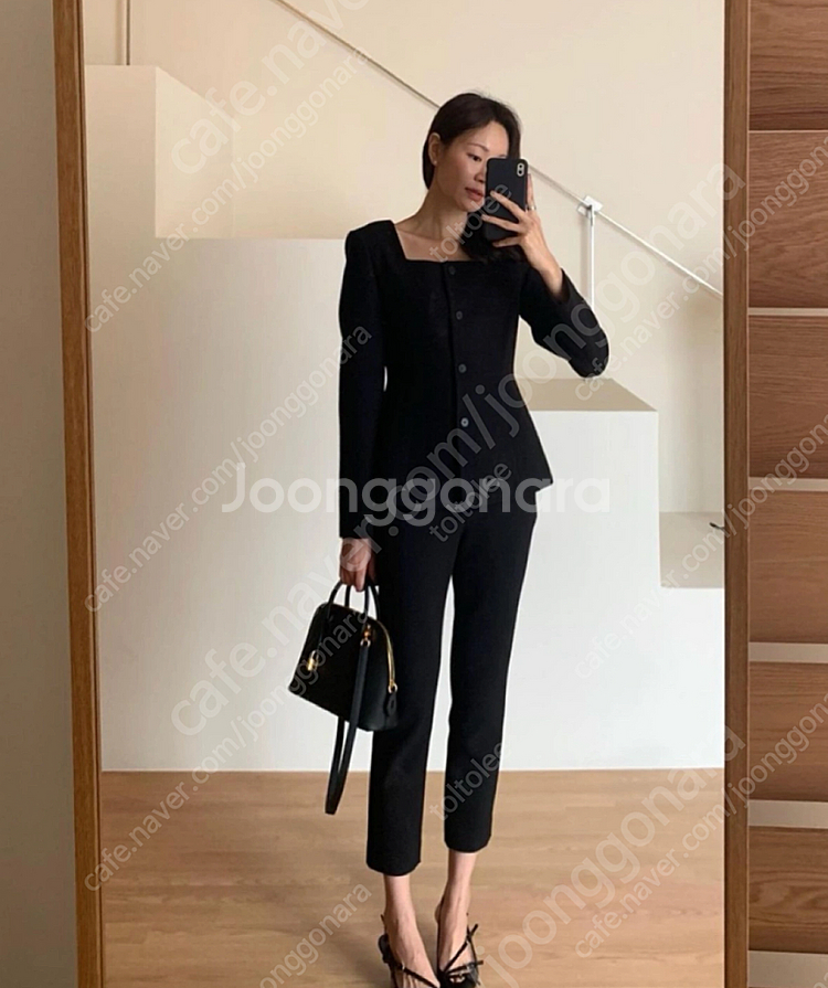 시에 sie 로디아 스퀘어넥 버튼 자켓 블랙 s--0