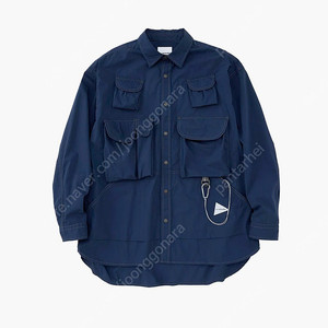 앤드원더 멀티 포켓 셔츠 블루 XL (and wander Multi Pocket Shirt)