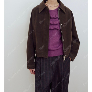 마조네 SUEDE PLEATS BOMBER JACKET_DARK BROWN