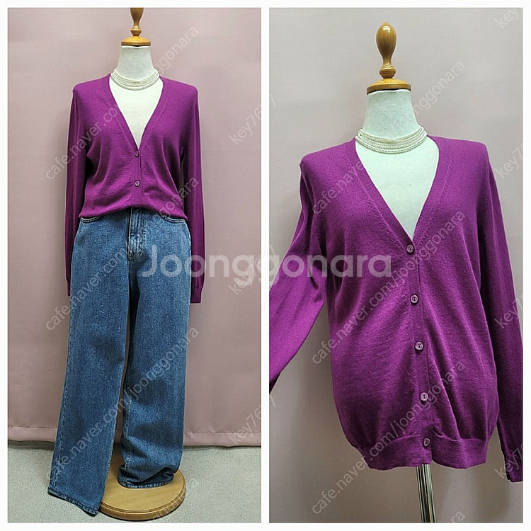 1.베이지보울 중청 데님팬츠 청바지 2.메리노 캐시미어 퍼플 가디건--0