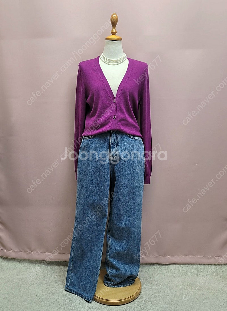 1.베이지보울 중청 데님팬츠 청바지 2.메리노 캐시미어 퍼플 가디건--1
