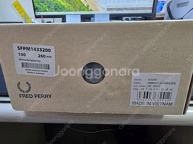 정품 프레드페리 운동화 B3200 레더 사이즈 260 팝니다! (새상품)--6