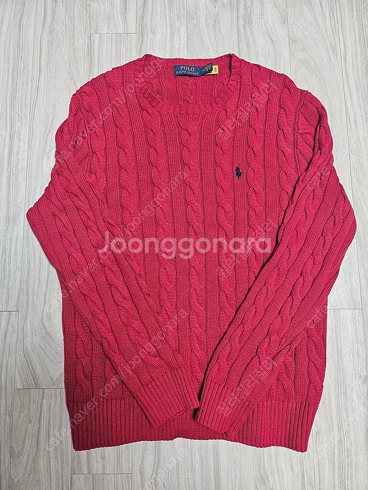 폴로 랄프로렌 케이블 니트 코튼 스웨터 레드--0