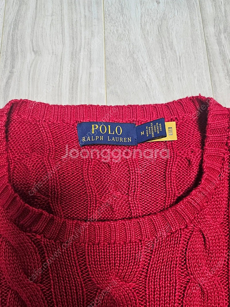 폴로 랄프로렌 케이블 니트 코튼 스웨터 레드--2