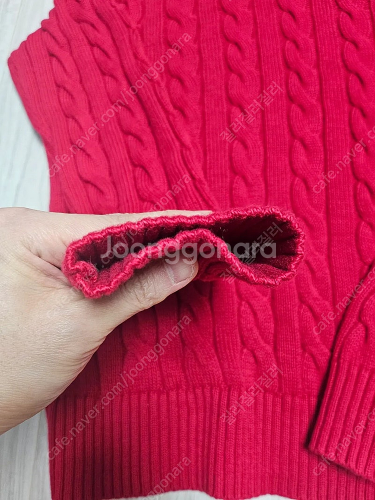 폴로 랄프로렌 케이블 니트 코튼 스웨터 레드--3