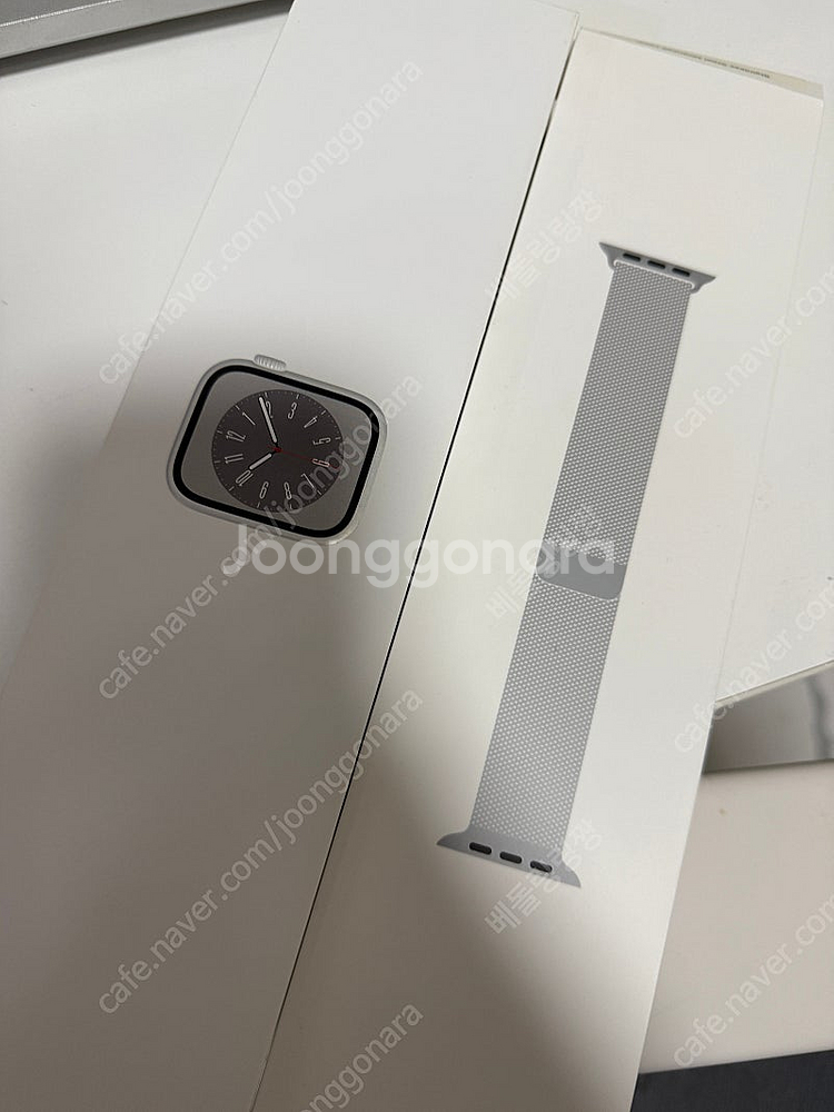 애플워치8 스테인리스 실버 41MM 셀룰러 풀박--2