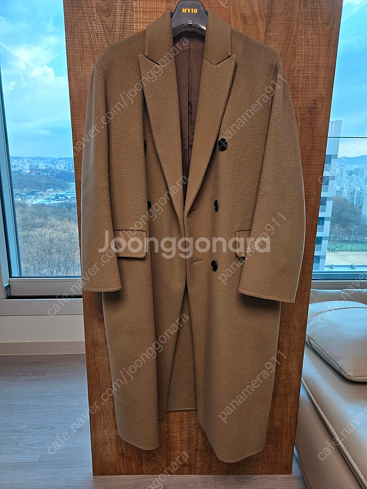 타임옴므 캐시미어 혼용 더블 오버핏 코트--0