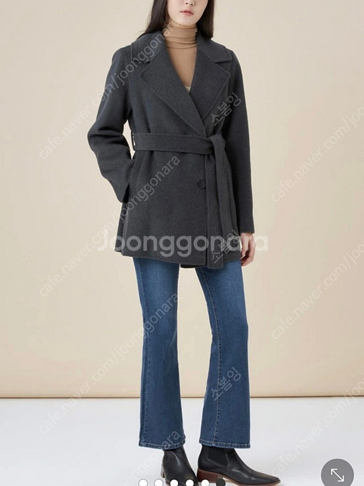 라인 line 울 캐시 벨티드 코트--5