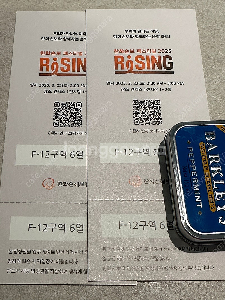 한화손보 페스티벌 2025 2매(장당가격, 일괄판매)--1