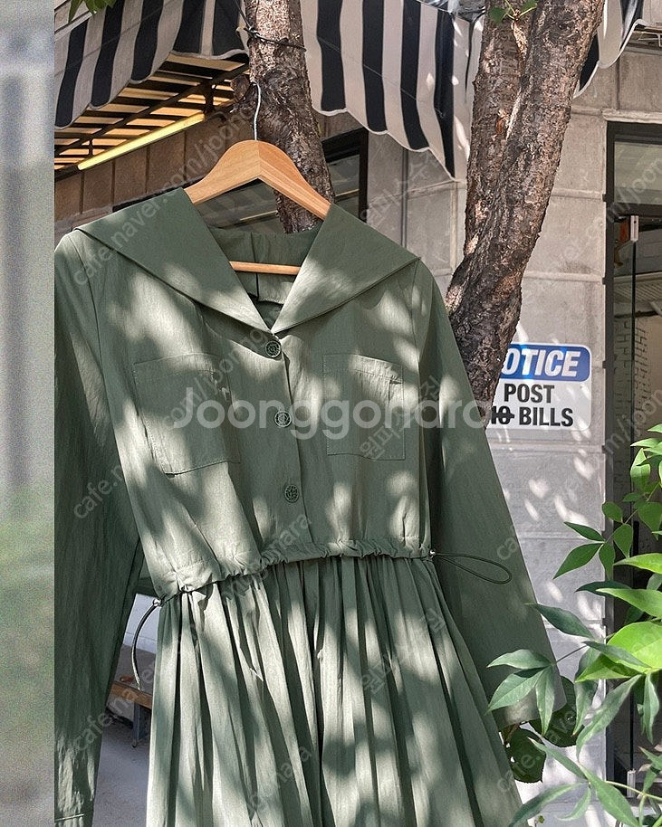 [미착용/새상품] 세일러 빅카라 스트링 플레어 롱 원피스 바스락 봄 하객룩--8