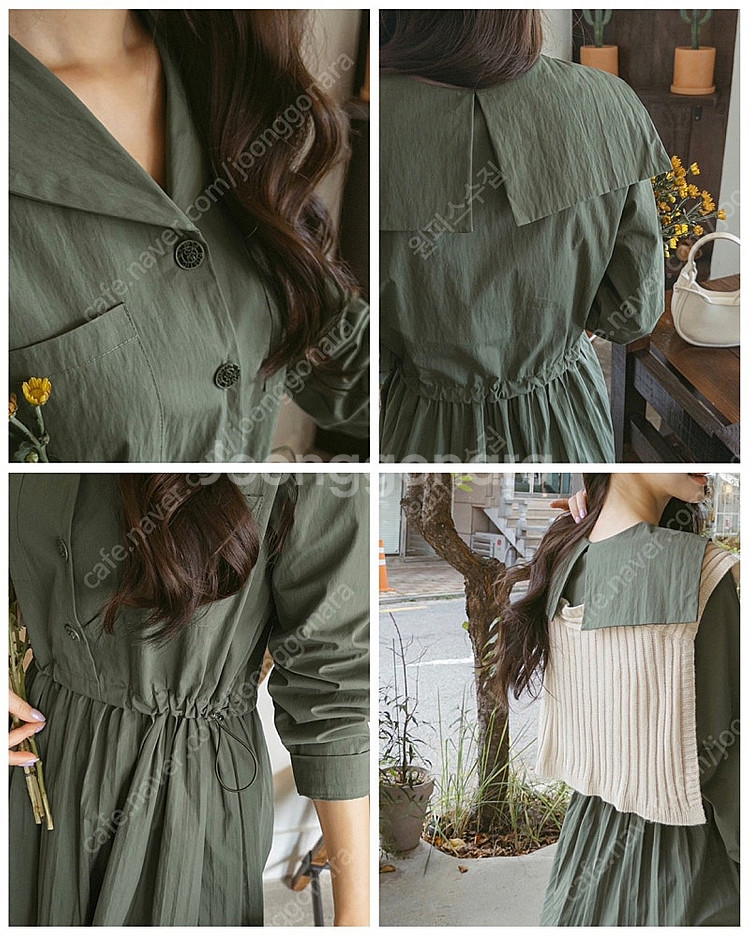 [미착용/새상품] 세일러 빅카라 스트링 플레어 롱 원피스 바스락 봄 하객룩--9