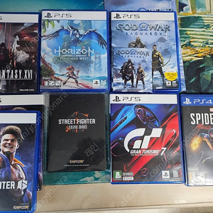 ps5 그란투리스모7, 라그나로크 갓오브워, 스트리트파이터6+스틸북+포토카드모두 새상품, 파이널판타지16, 호라이즌 포비든, ps4 스파이더맨