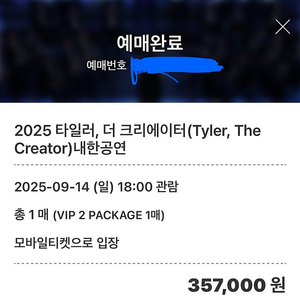 타일러 더 크리에이터 vip2 (Tyler,The Creator)내한공연 막콘