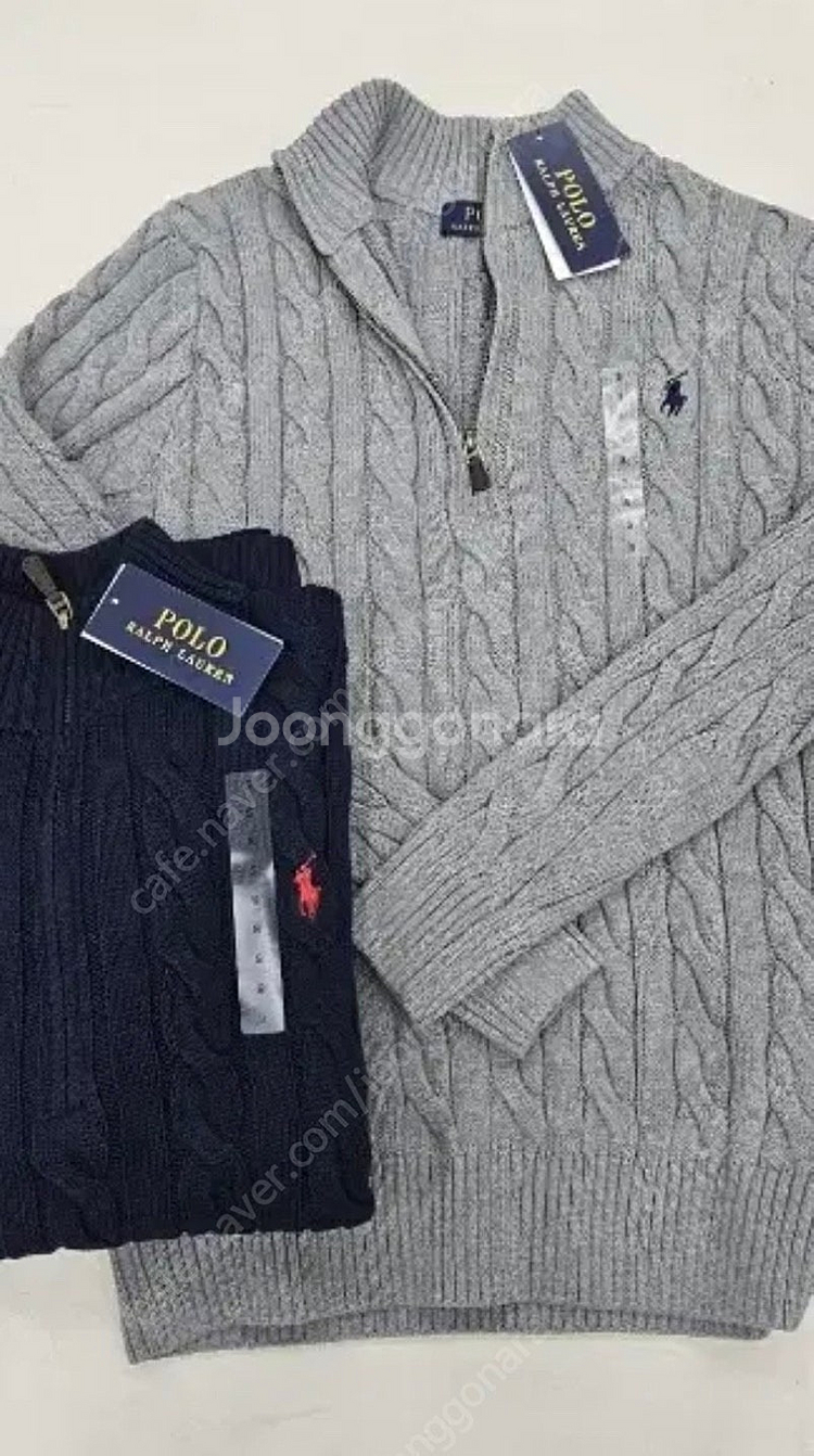 재고처리) 폴로 반집업 꽈배기 긴팔니트 3컬러 남여공용--1