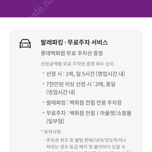 롯데백화점 전점(전국)종일 발렛