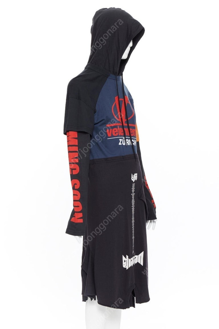 [XS]18SS 베트멍 패치워크 후드 티셔츠 드레스 이미지