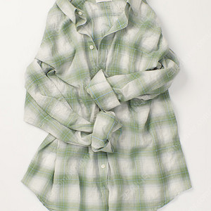 모마디자인 / Fuwa shirring embo check semi over shirt green / 50