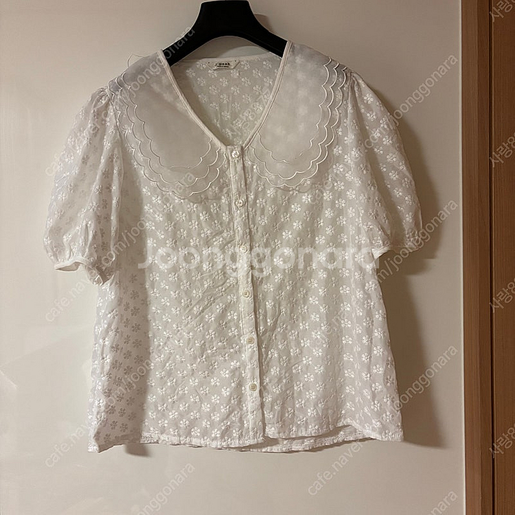 제이피크 레이스 오간자 빅카라 프릴 벌룬 퍼프 블라우스...--0