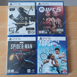 PS5 고스트오브스시마, 스파이더맨 마일즈모랄레스, 탑스핀2k25, ufc5