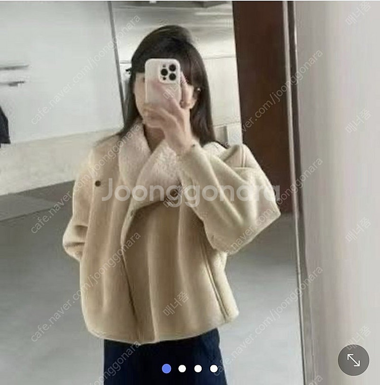 리브레 크롭 무스탕 양털 시어링 숏 자켓 브라운--2