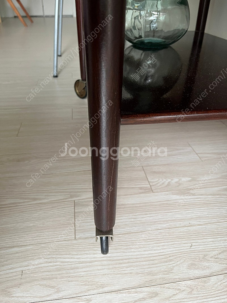 빈티지 우드 트롤리 수납장 장식장--7