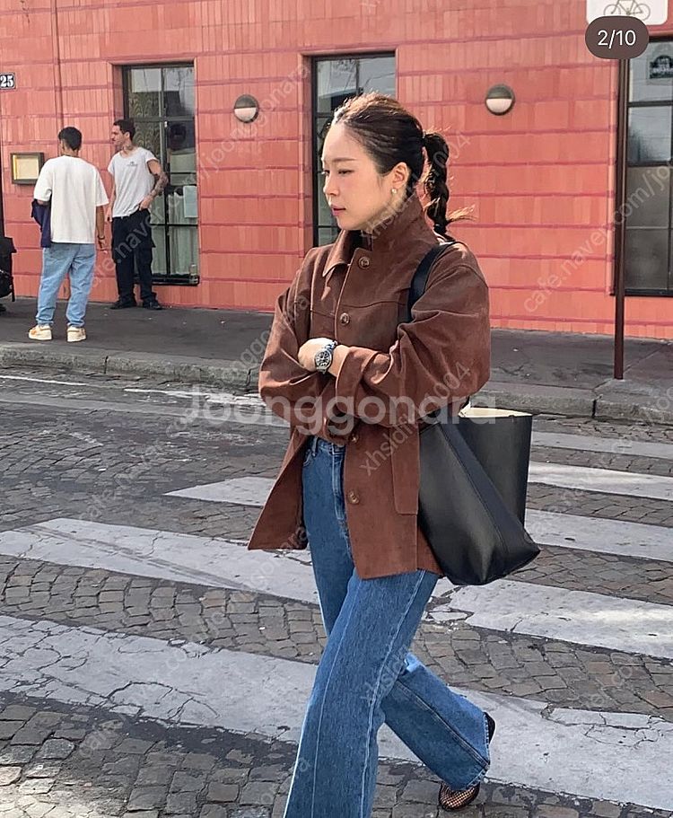 허앤쉬 스웨이드 클래식 자켓 브라운--1