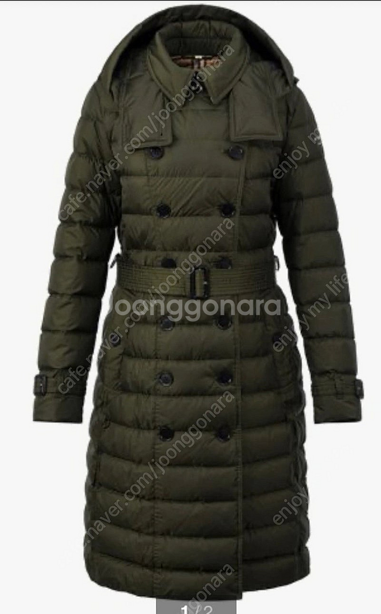 버버리 달머트 패딩 카키 xs--2