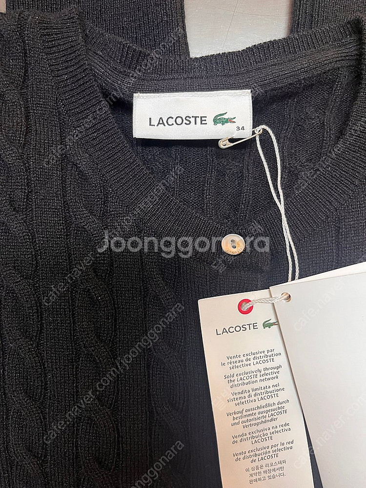 라코스테 여성 케이블 꽈배기 가디건 블랙 34--2