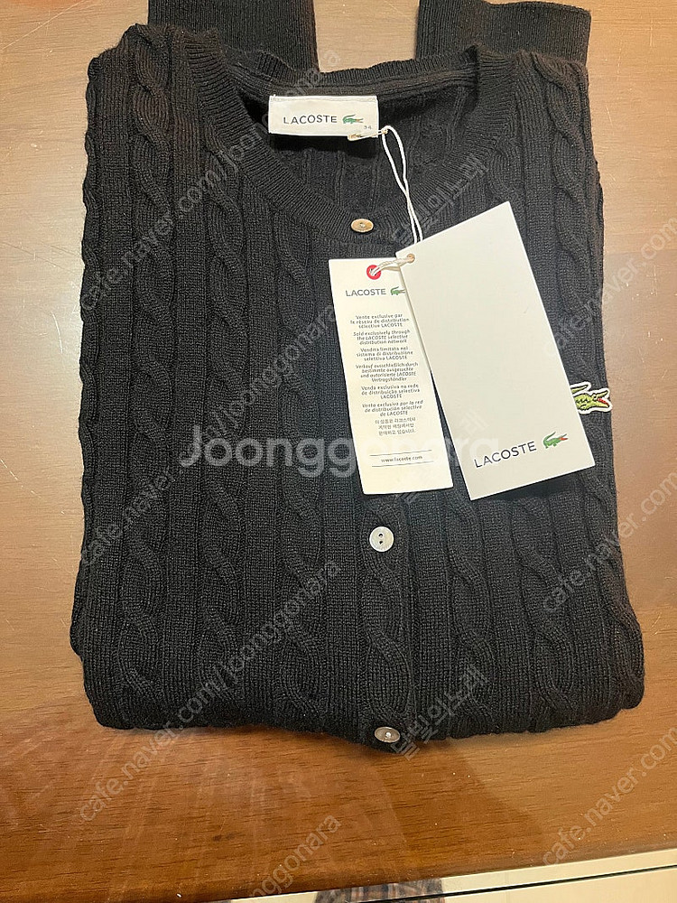 라코스테 여성 케이블 꽈배기 가디건 블랙 34--3