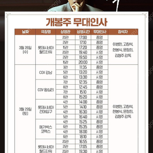 [ 승부 무대인사 ] 3/26~3/29 롯데시네마 월드타워 , 건대입구 2연석 정가양도