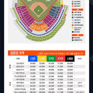 3/30 한화 vs 기아 3루 내야지정석 앞뒤(2/2)연석 117구역 4자리 일괄 양도