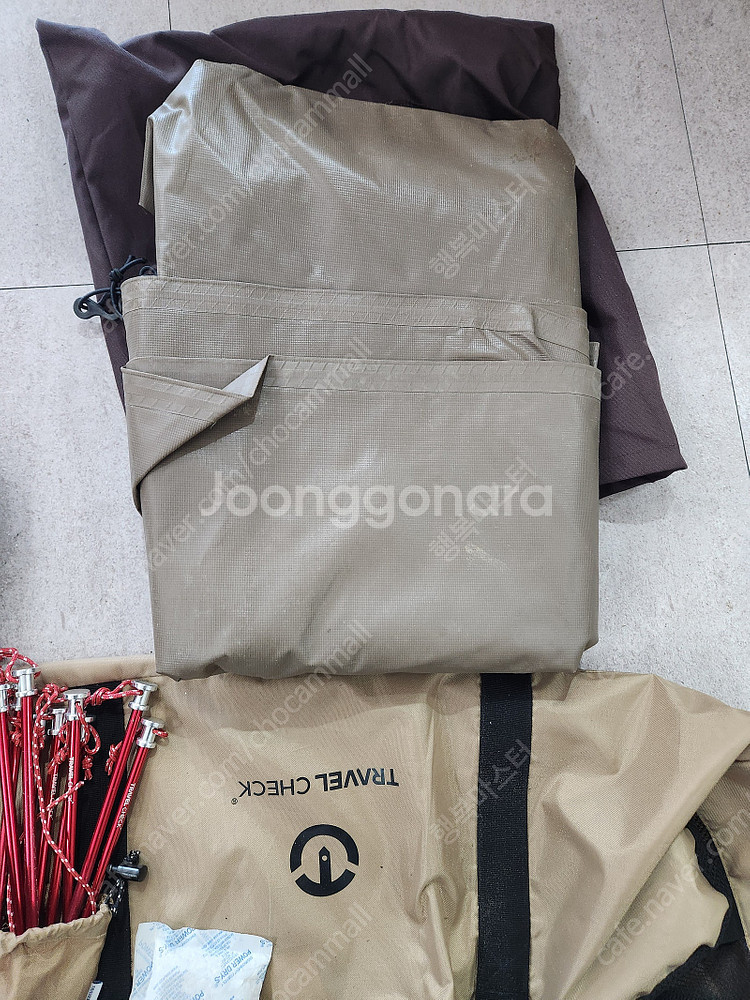 트라블첵 라움 핑크 텐트 + 맥 아웃도어 그라운드 시트--4