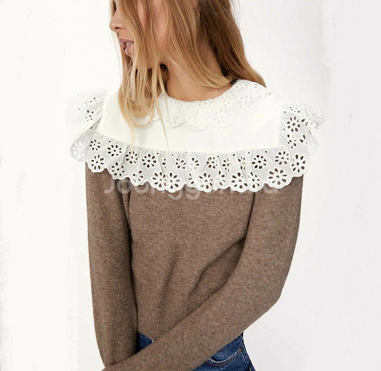 m) ZARA 자라 레이스 카라 니트 스웨터--0