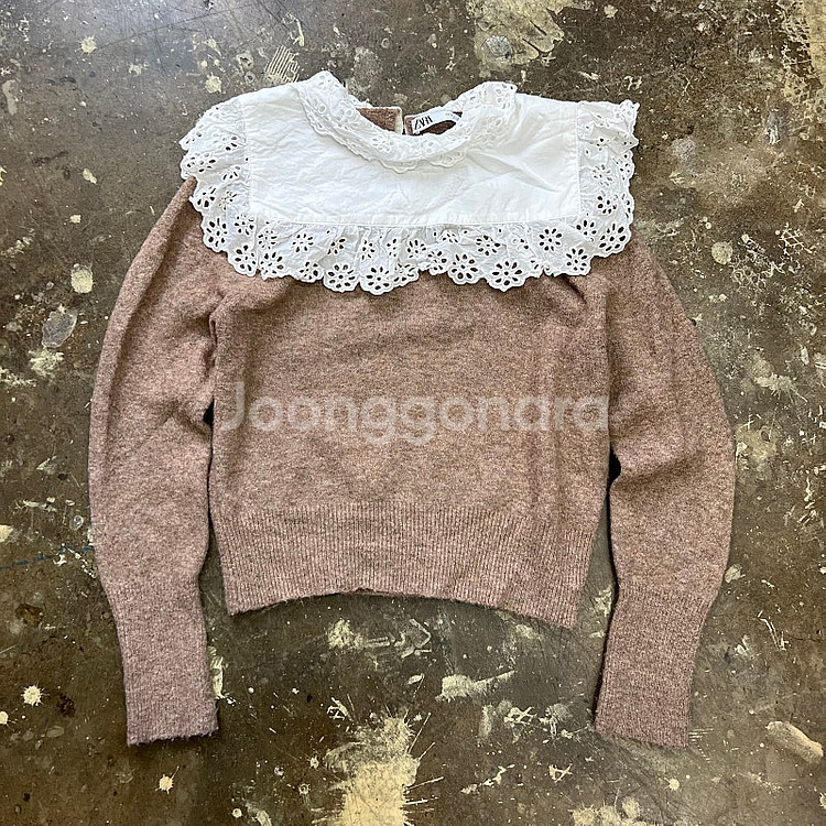 m) ZARA 자라 레이스 카라 니트 스웨터--1