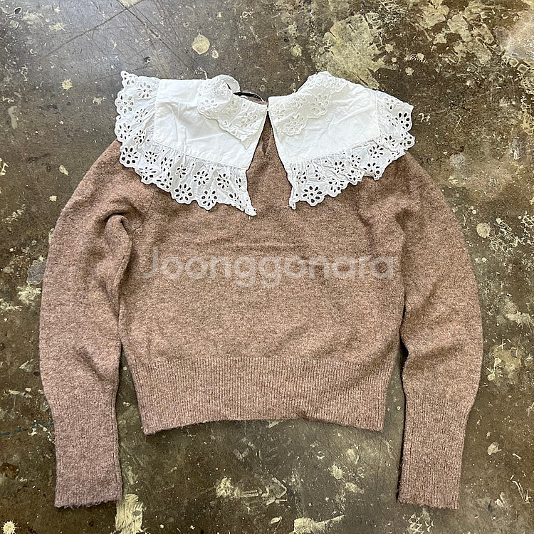 m) ZARA 자라 레이스 카라 니트 스웨터--4