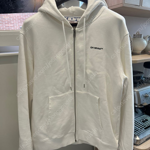 Off white) 웨이브 디아그 로고 집업 후드탑 (100Size) / 오프화이트