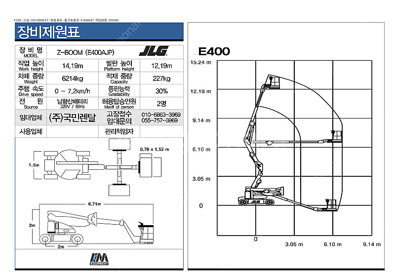 배터리 굴절형 고소작업대 14m JLG E400--0