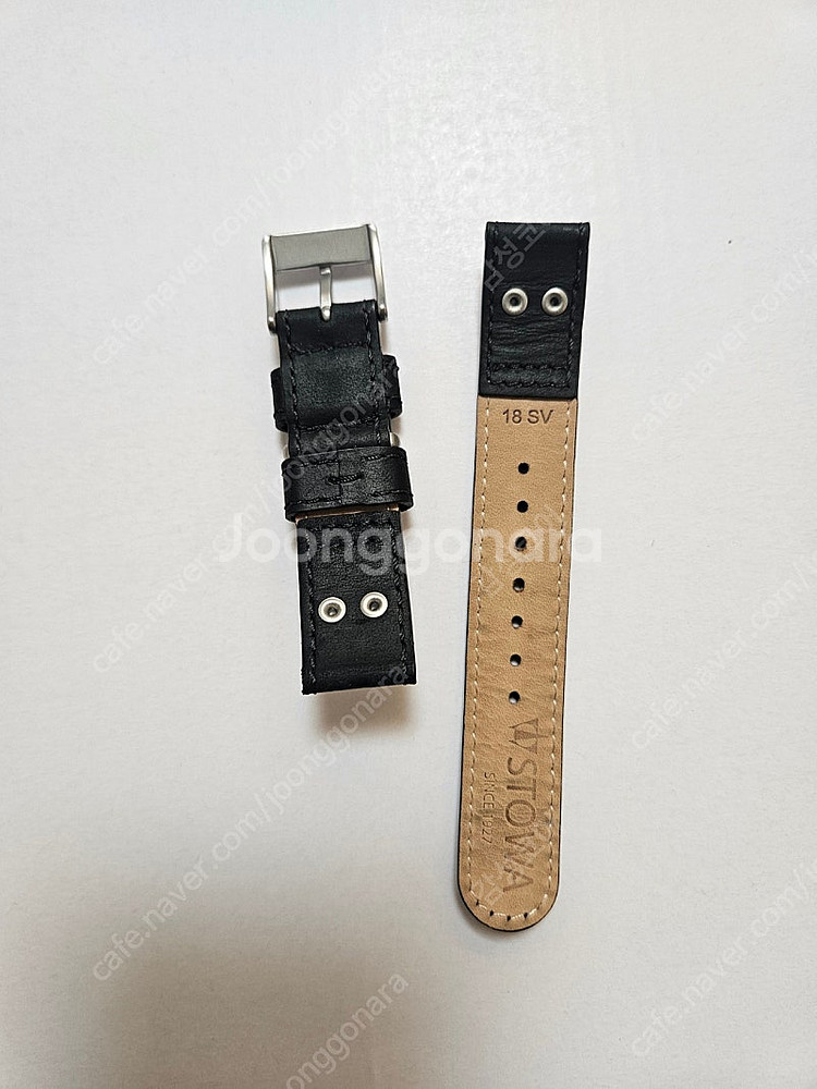 스토바 파일럿 가죽 스트랩 블랙 18mm(short)--2