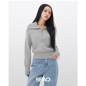 SPAO 스파오 하찌 하프 반집업 리브드 니트 스웨터 S