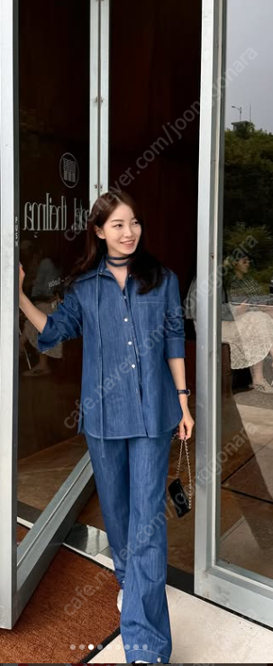 일레븐써티 보우 데님 셋업 새상품(셔츠+팬츠)--5
