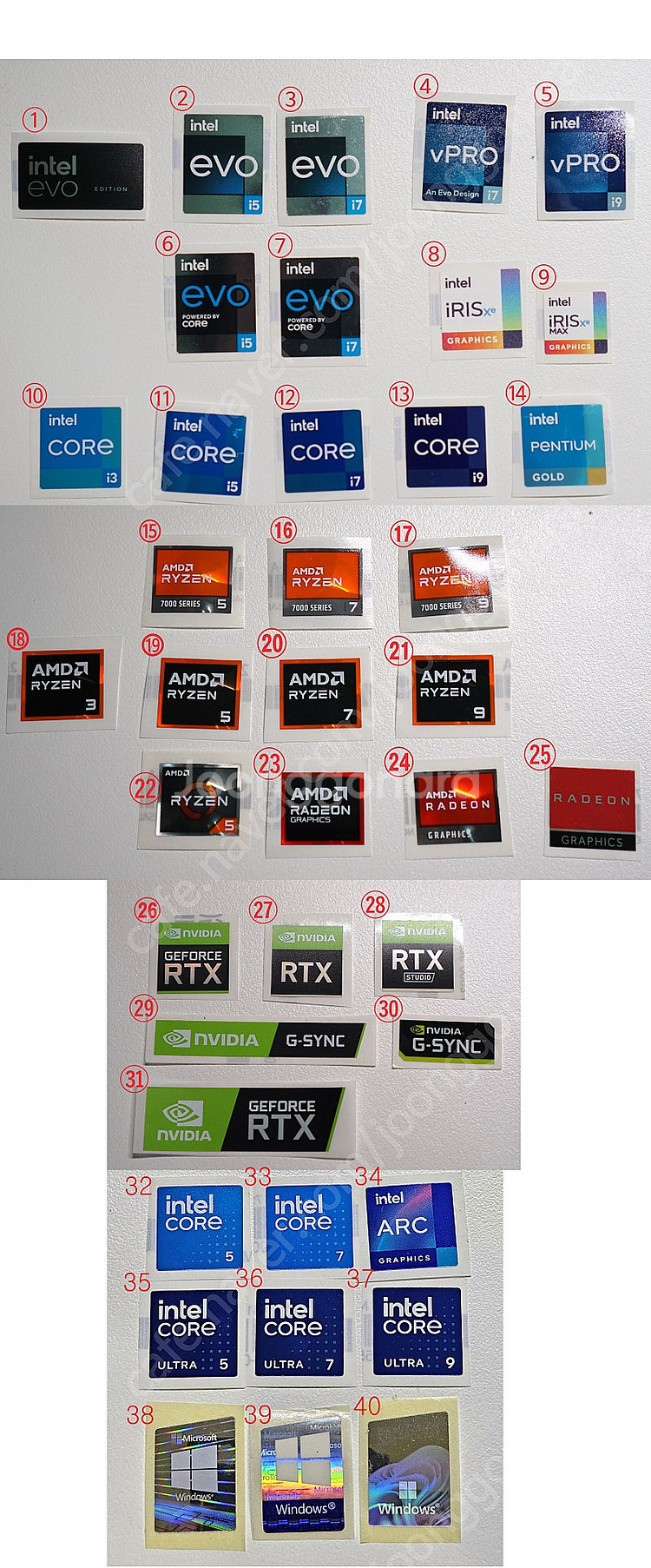 스티커 인텔 EVO i7, i5, 라이젠, 윈도우11 ...--0