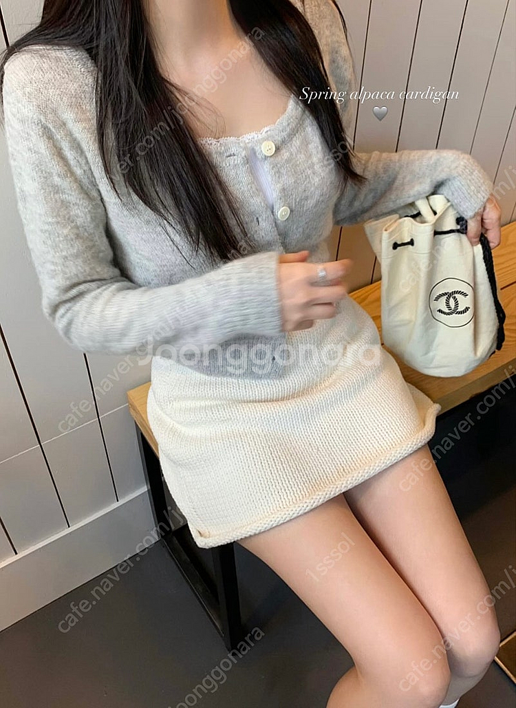 베르니 스프링 알파카 가디건 + 레이스 슬리브리스--2