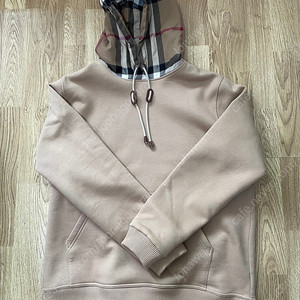 버버리 체크 코튼 블렌드 카멜 hoodie XL