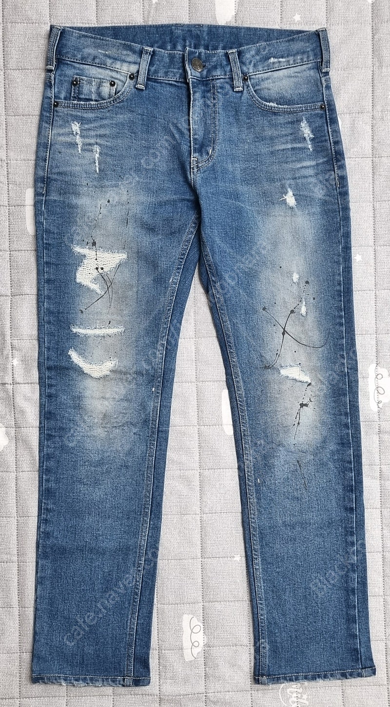 남자 남성 청바지 데님 JEANS 블랙라벨 중청 디스트로이드 페인트워싱 M/30~31사이즈 8천원