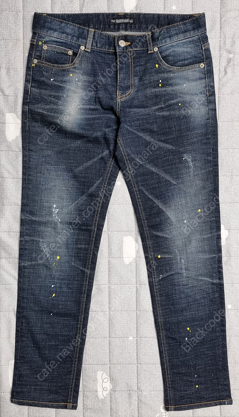 남자 남성 청바지 데님 JEANS 이즈릴(인디고) 진청 페인트포인트진 옐로/화이트 M/30~31사이즈 8천원